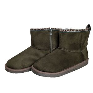 MUK LUKS TASHA Olive Green Winter Boots Side Zip Mismatched Sizes 10 & 11